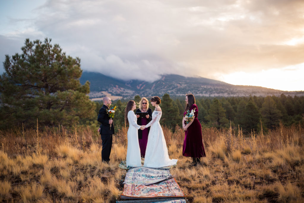 two brides eloping near snow bowl in flagstaff arizona