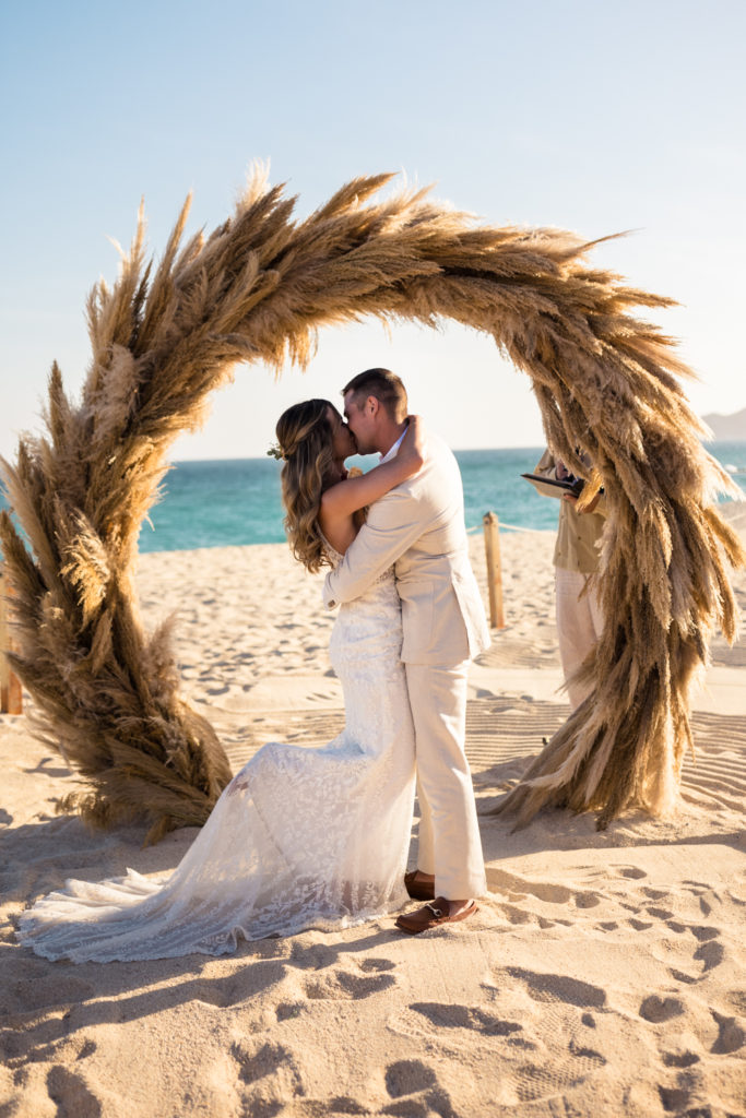 circle wedding arch for beach ceremony