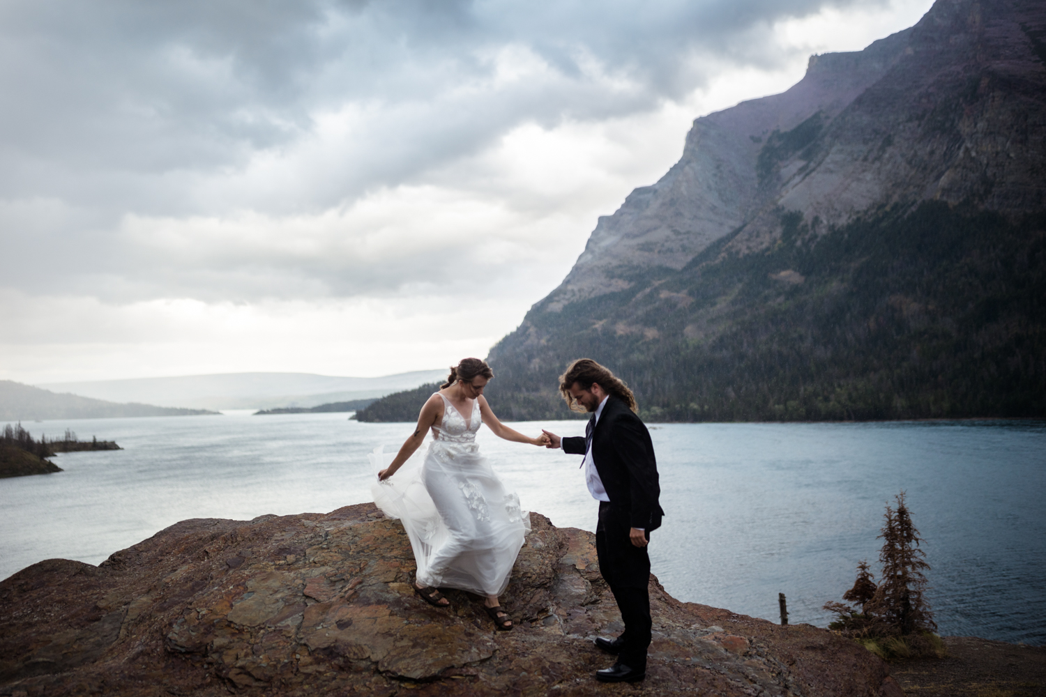 stormy elopement in glacier national park