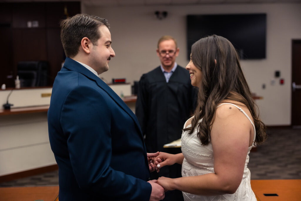 A couple's wedding ceremony at the Phoenix courthouse.